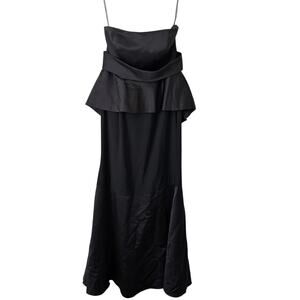 WHITE by VERA WANG Women’s Dress Black Strapless Peplum Full Length Gown Size 12
